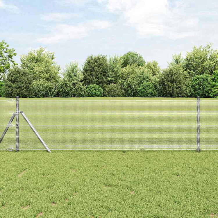 Vidaxl gelast draadhek met grondbevestiging 25 x 0,5 m zilverkleurig