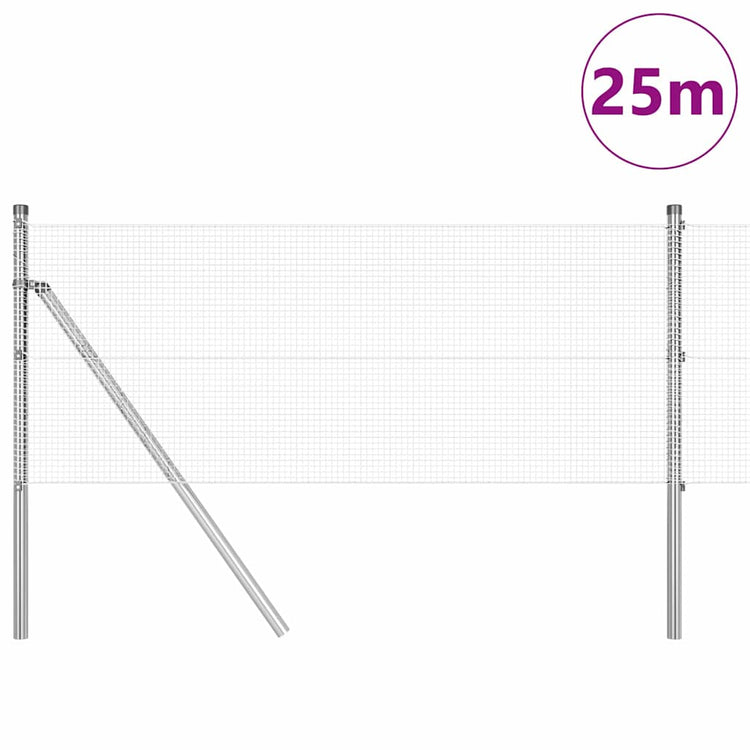 Vidaxl gelast draadhek met grondbevestiging 25 x 0,8 m zilverkleurig
