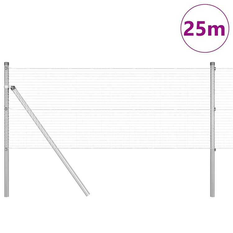Vidaxl gelast draadhek met grondbevestiging 25 x 0,8 m zilverkleurig
