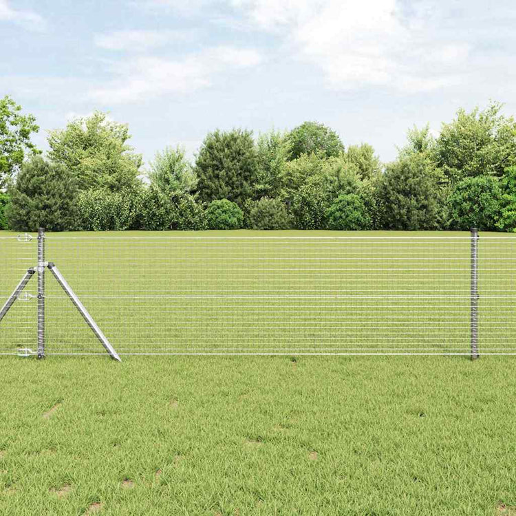 Vidaxl gelast draadhek met grondbevestiging 25 x 0,8 m zilverkleurig