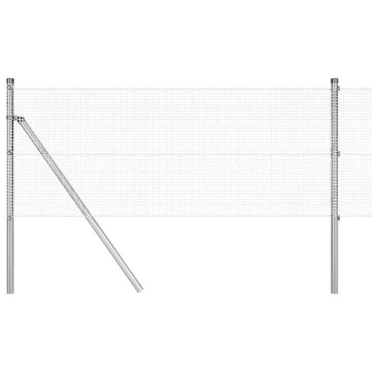 Vidaxl gelast draadhek met grondbevestiging 50 x 0,4 m zilverkleurig