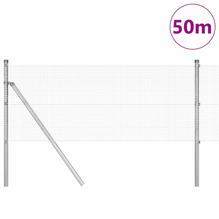 Vidaxl gelast draadhek met grondbevestiging 50 x 0,4 m zilverkleurig