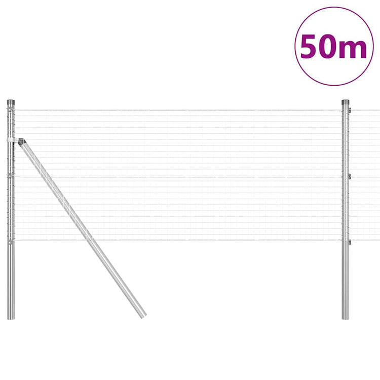 Vidaxl gelast draadhek met grondbevestiging 50 x 0,4 m zilverkleurig