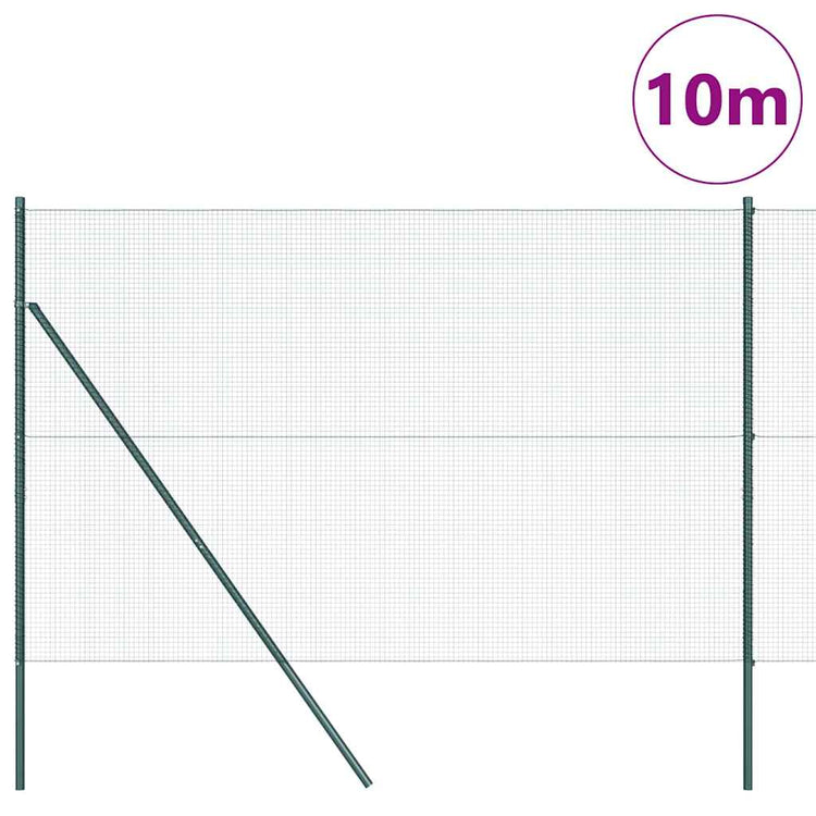 Vidaxl gelast draadhek met grondbevestiging 10 x 1,5 m groen mesh