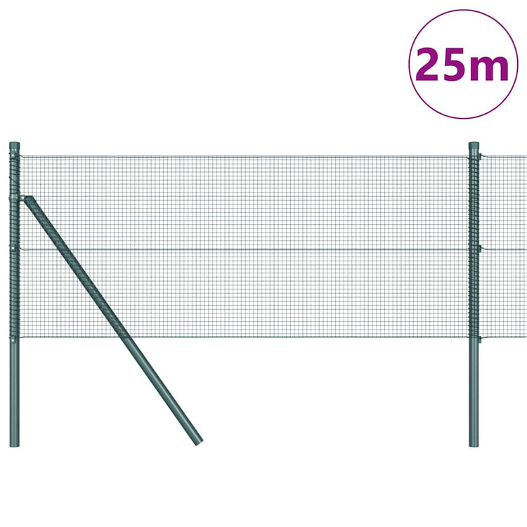 Vidaxl gelast draadhek met grondbevestiging 25 x 0,6 m groen mesh