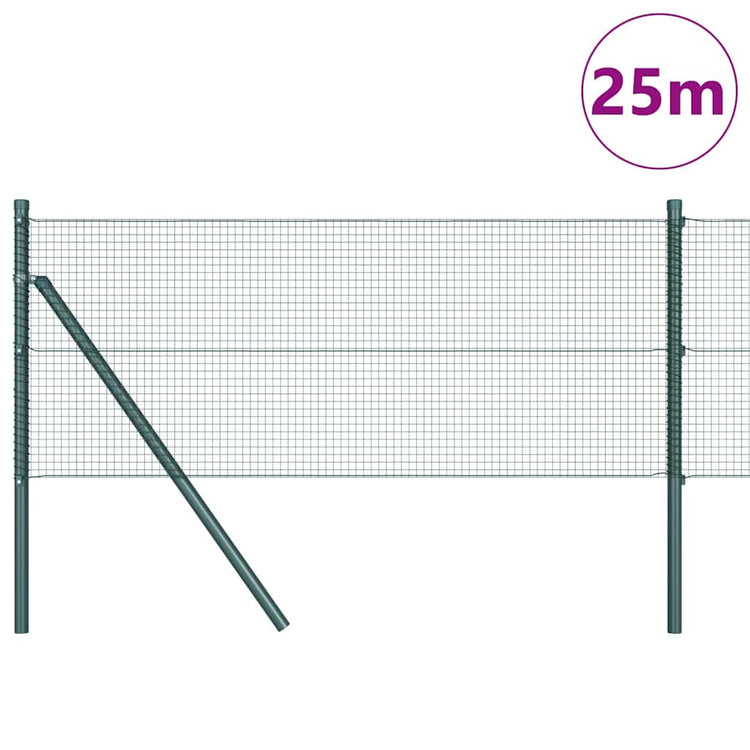 Vidaxl gelast draadhek met grondbevestiging 25 x 0,8 m groen mesh
