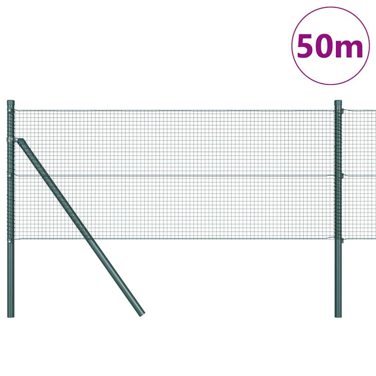 Vidaxl gelast draadhek met grondbevestiging 50 x 0,4 m groen mesh
