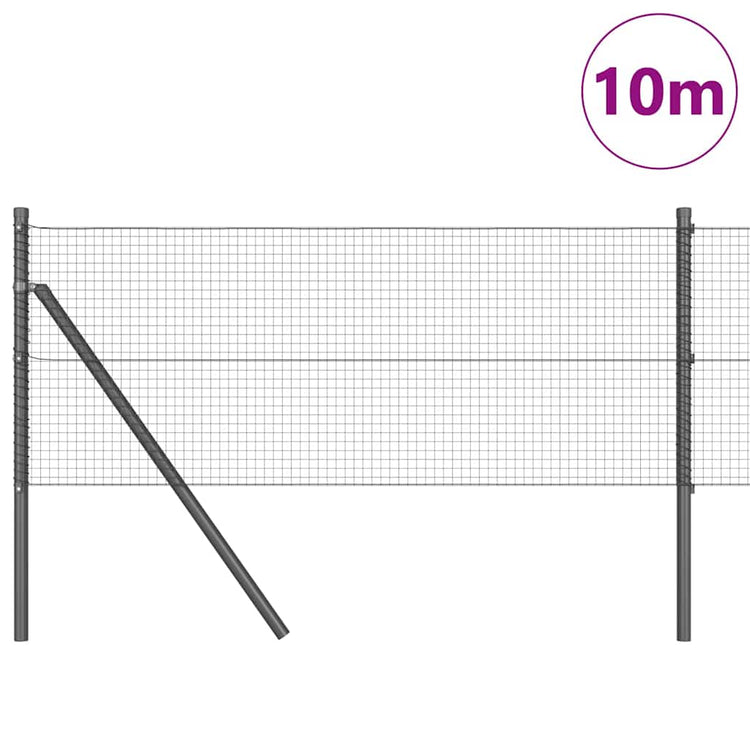 Vidaxl gelast draadhek met grondbevestiging 10 x 0,5 m grijs mesh