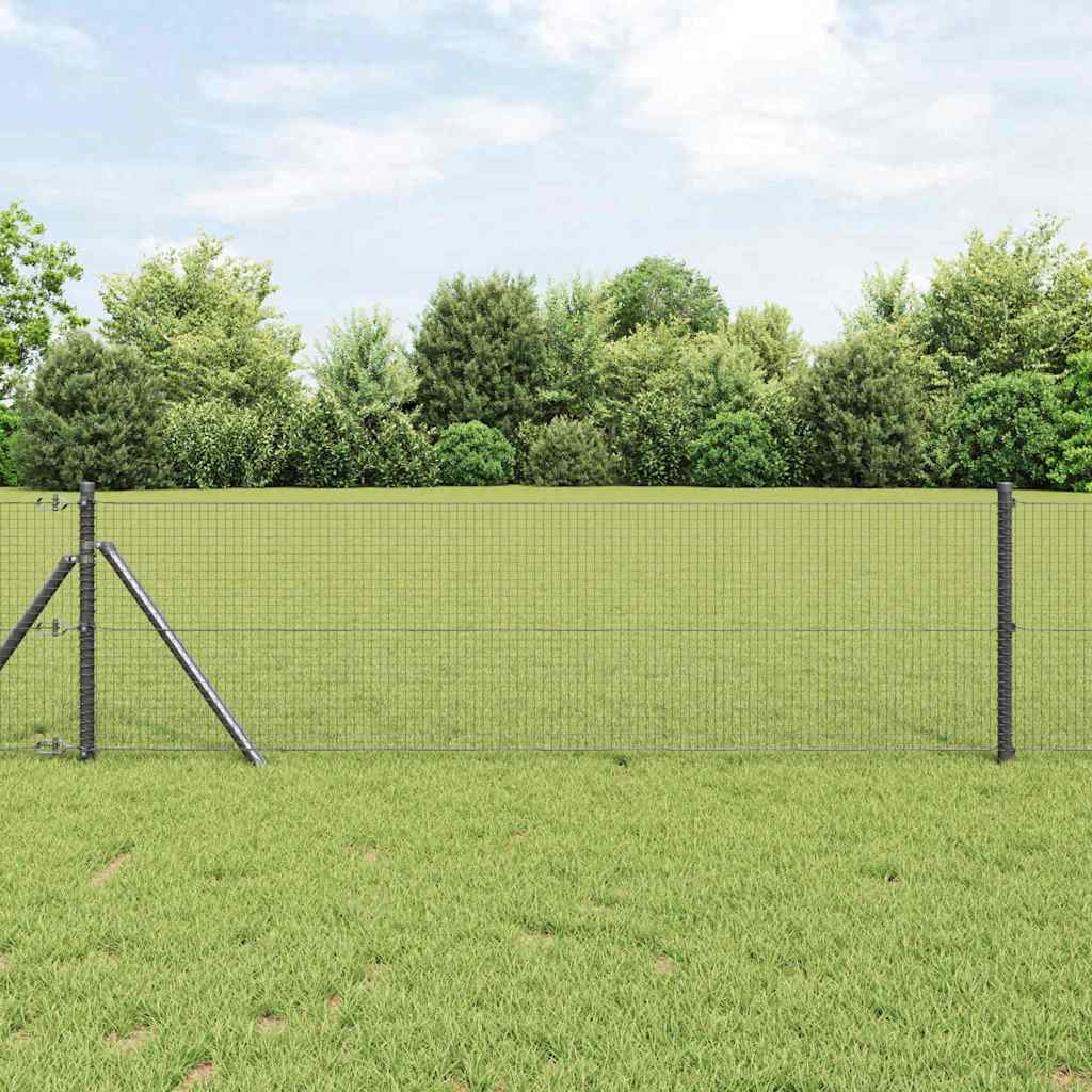 Vidaxl gelast draadhek met grondbevestiging 10 x 0,6 m grijs mesh