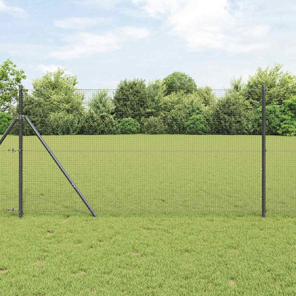Vidaxl gelast draadhek met grondbevestiging 10 x 1,2 m grijs mesh