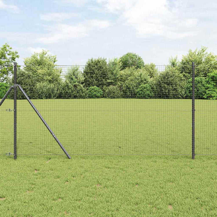 Vidaxl gelast draadhek met grondbevestiging 10 x 1,4 m grijs mesh