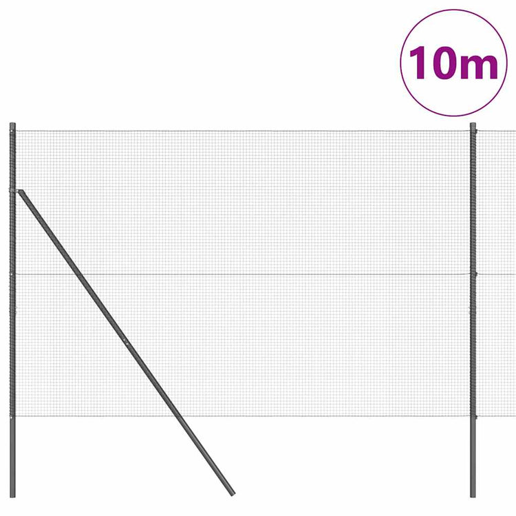 Vidaxl gelast draadhek met grondbevestiging 10 x 1,5 m grijs mesh