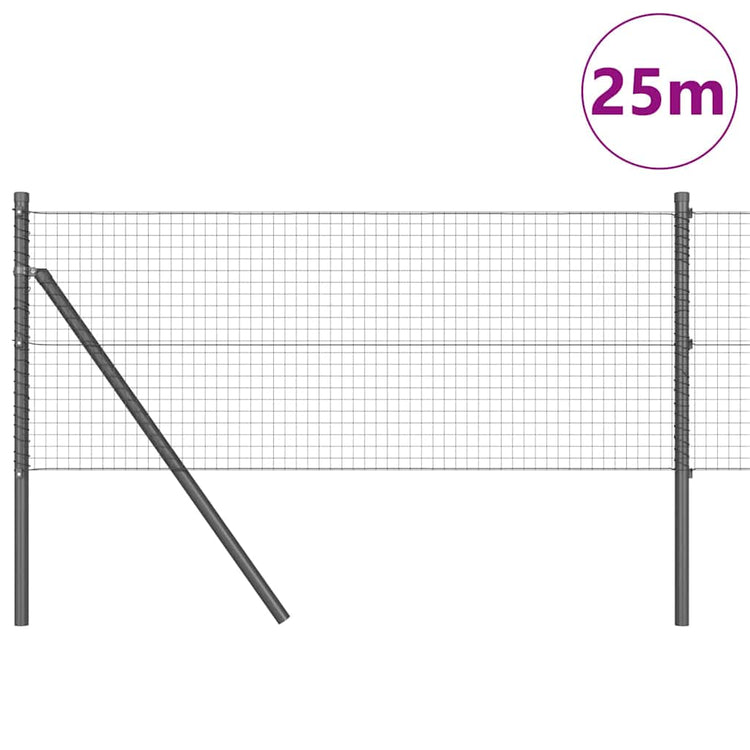 Vidaxl gelast draadhek met grondbevestiging 25 x 0,5 m grijs mesh