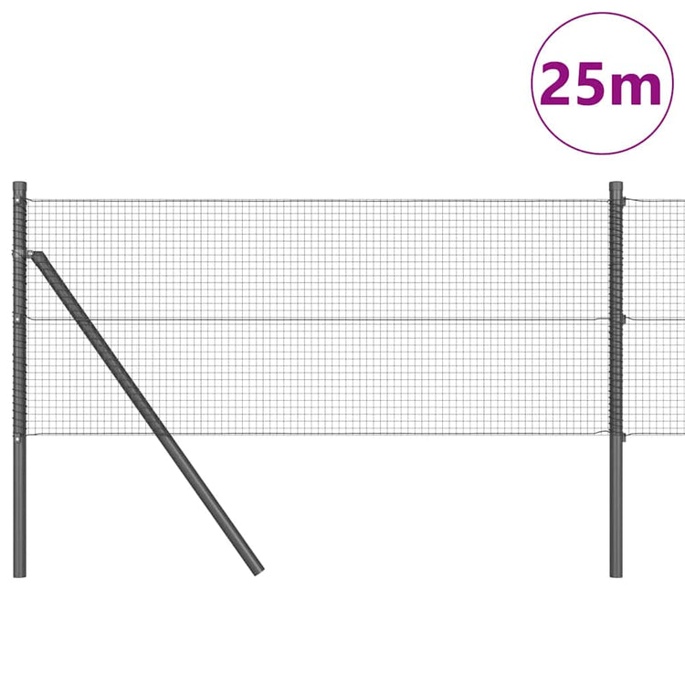 Vidaxl gelast draadhek met grondbevestiging 25 x 0,8 m grijs mesh