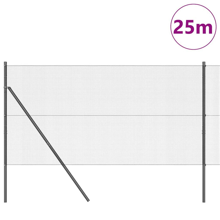 Vidaxl gelast draadhek met grondbevestiging 25 x 1 m pvc-coated staal
