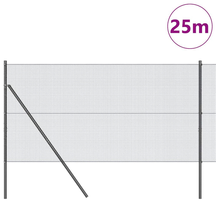 Vidaxl gelast draadhek met grondbevestiging 25 x 1,2 m grijs mesh