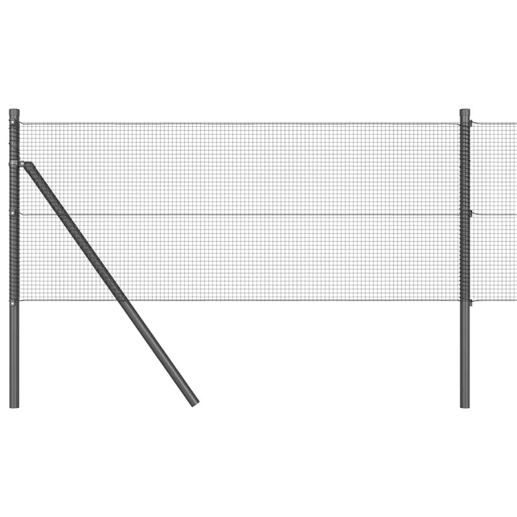 Vidaxl gelast draadhek met grondbevestiging 50 x 0,4 m grijs mesh