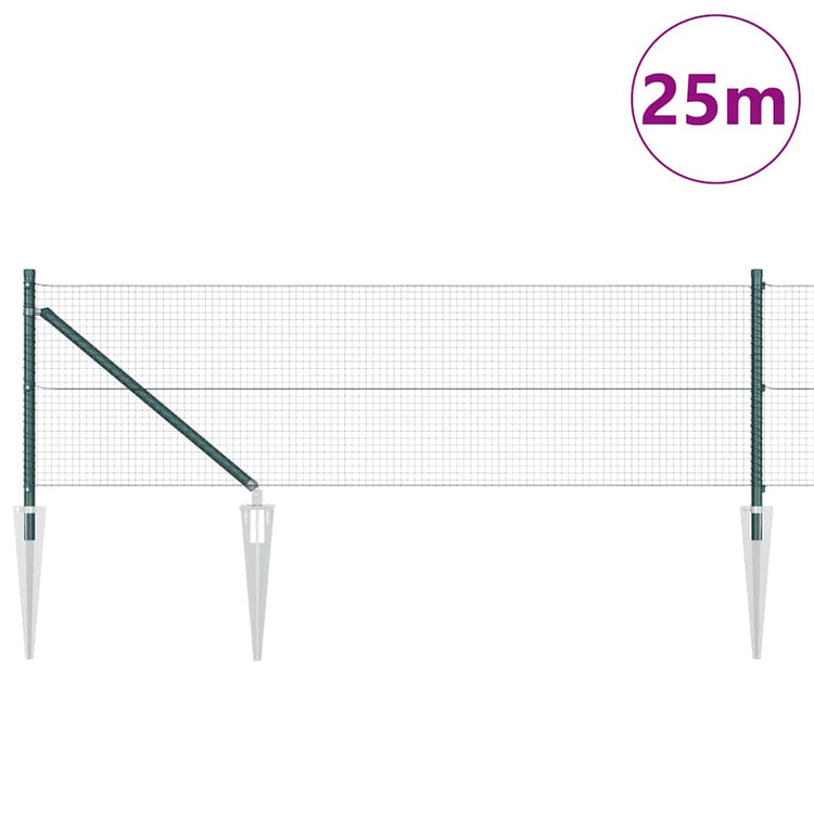 Vidaxl gelast draadhek met grondpennen 25 x 0,5 m pvc-gecoate staal