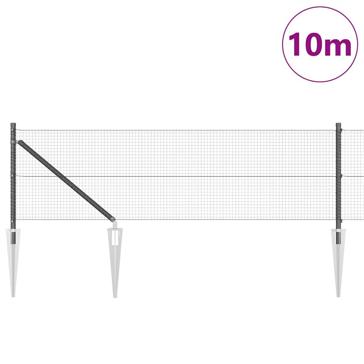 Vidaxl gelast draadhek met grondpennen 10 x 0,5 m pvc-gecoate staal