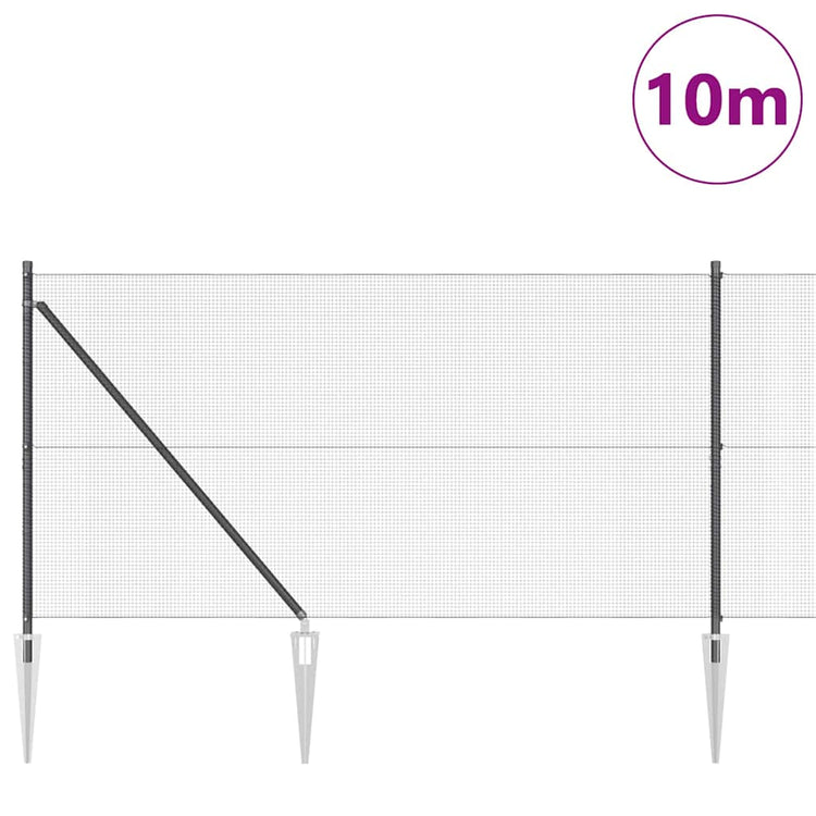Vidaxl gelast draadhek met grondpennen 10 x 1 m pvc-gecoate staal mesh