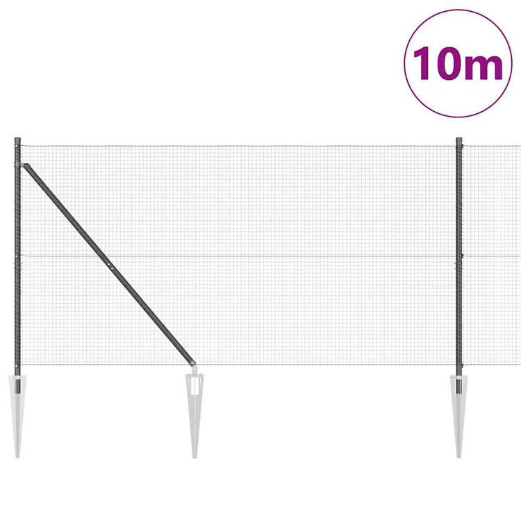 Vidaxl gelast draadhek met grondpennen 10 x 1,2 m pvc-gecoate staal