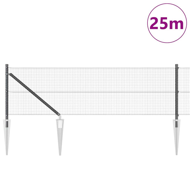 Vidaxl gelast draadhek met grondpennen 25 x 0,6 m pvc-gecoate staal