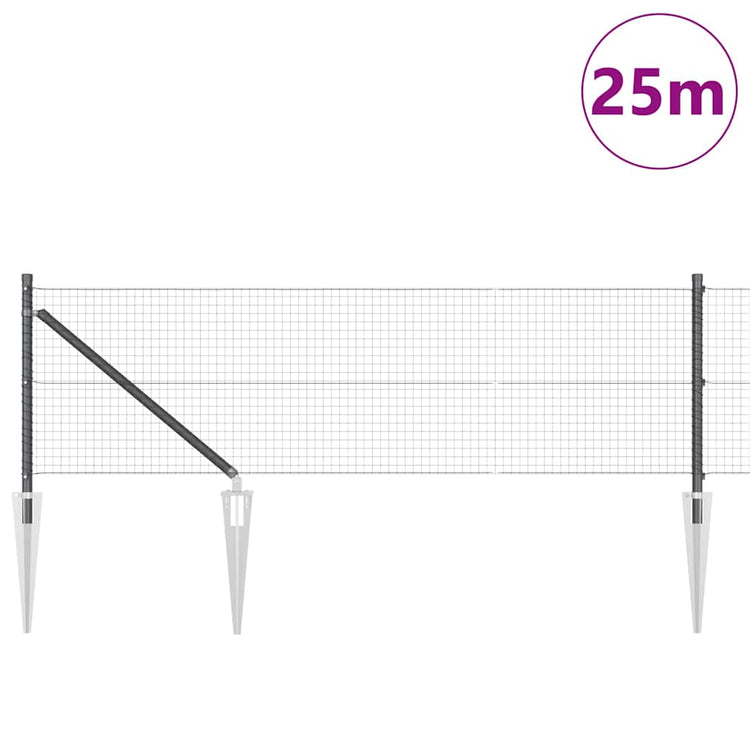 Vidaxl gelast draadhek met grondpennen 25 x 0,8 m pvc-gecoate staal