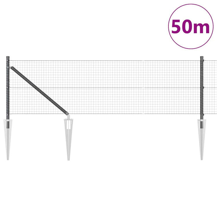 Vidaxl gelast draadhek met grondpennen 50 x 0,4 m pvc-gecoate staal