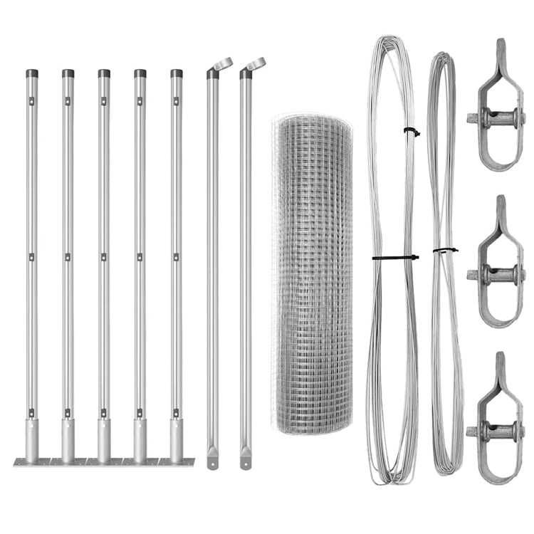 Vidaxl gelast draadhek met betonnen voetstuk 10 x 0,4 m zilver mesh