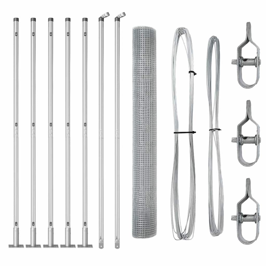 Vidaxl afrasteringspaal zilver 10 x 0,8 m (25 x 25 mm gaas) staal