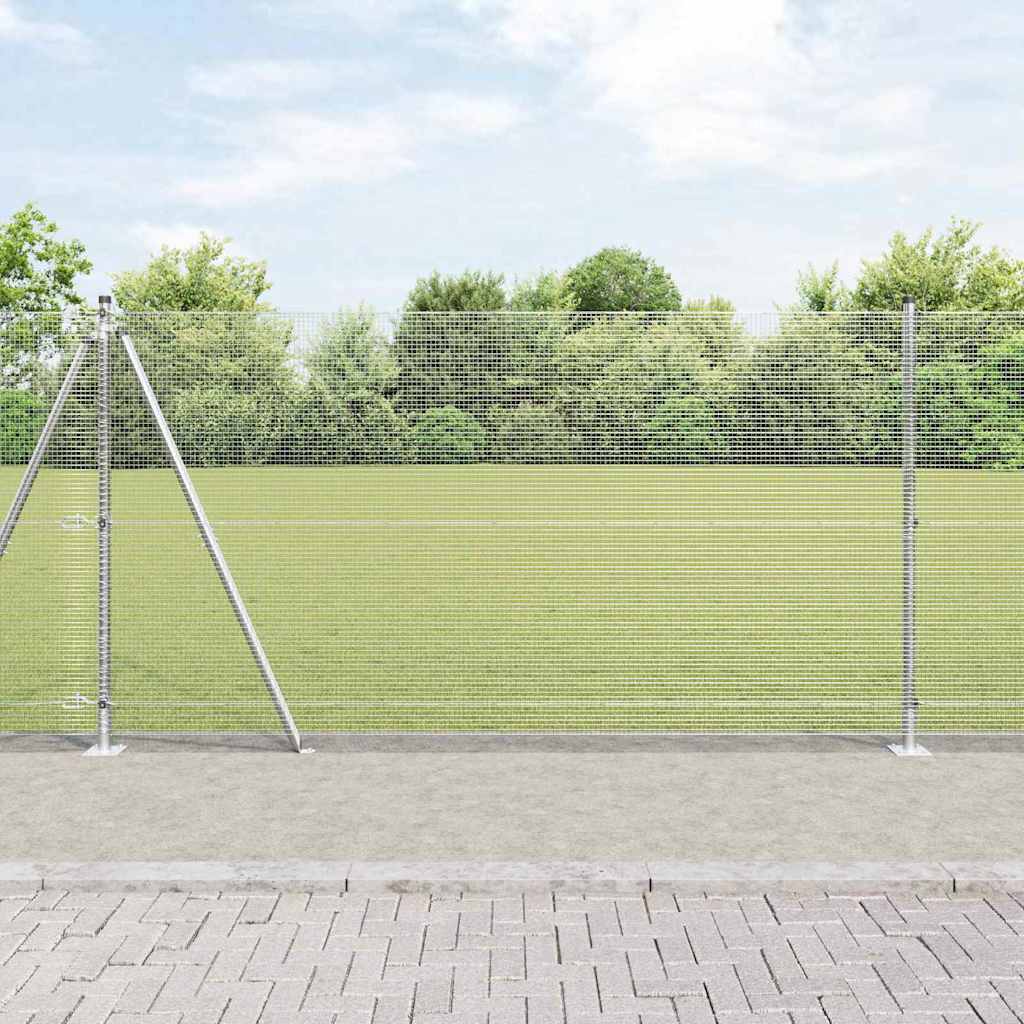Vidaxl gelast draadhek met betonnen voetstuk 10 x 1,2 m zilver mesh