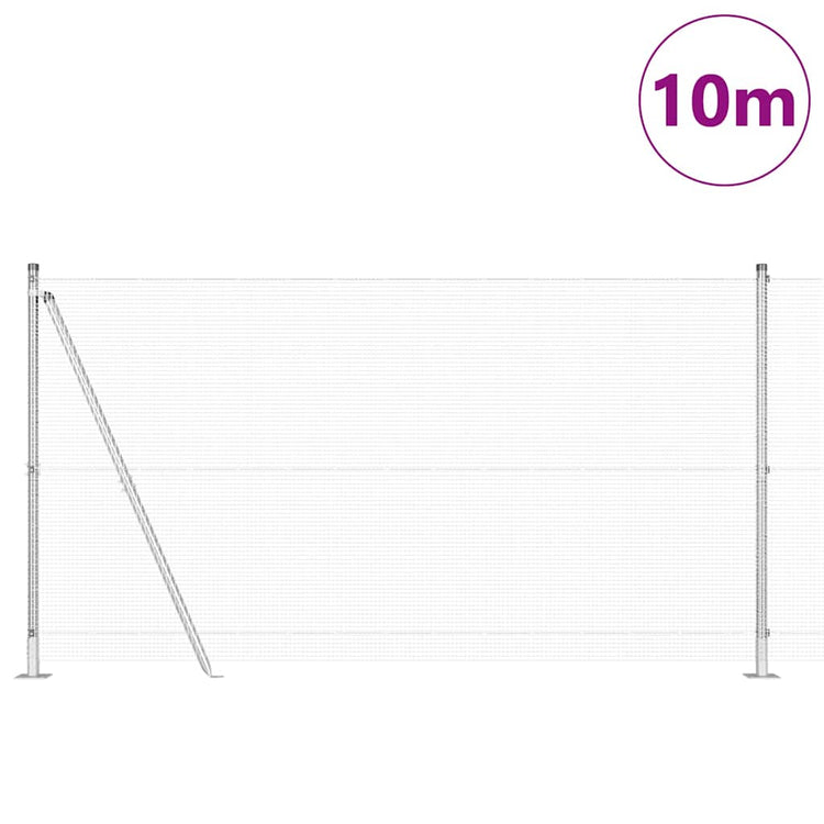 Vidaxl gelast draadhek met betonnen voetstuk 10 x 1,2 m zilver mesh