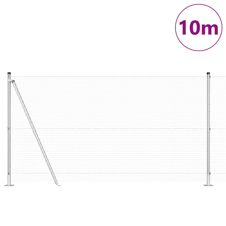 Vidaxl gelast draadhek met betonnen voetstuk 10 x 1,2 m zilver mesh