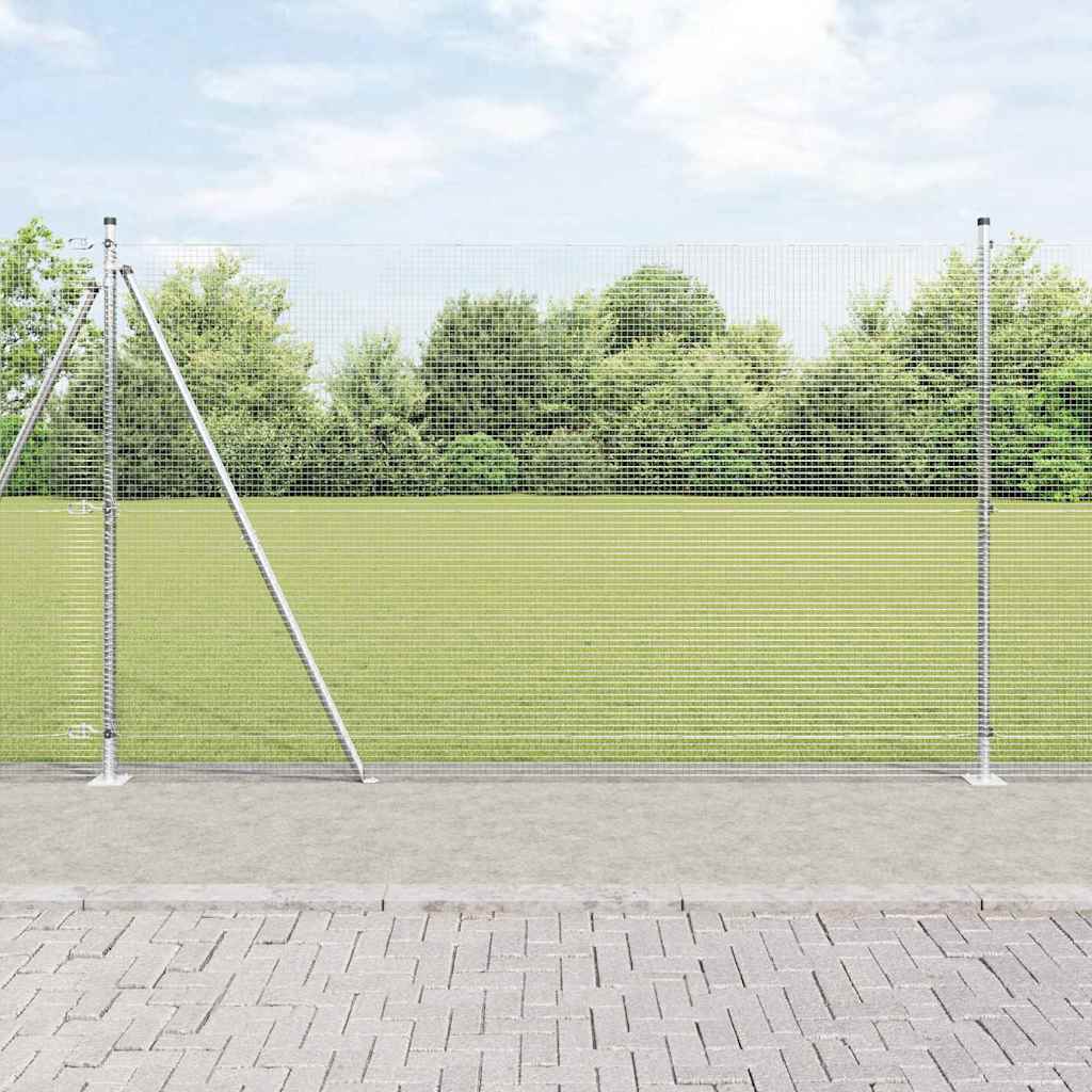 Vidaxl gelast draadhek met betonnen voetstuk 10 x 1,4 m zilver mesh