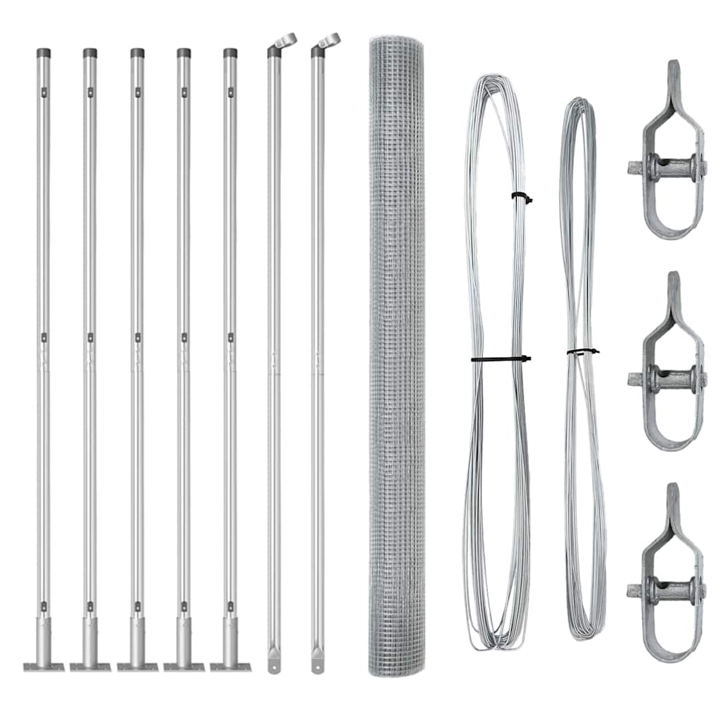 Vidaxl afrasteringspaal zilver 10 x 1,4 m (25 x 25 mm gaas) staal