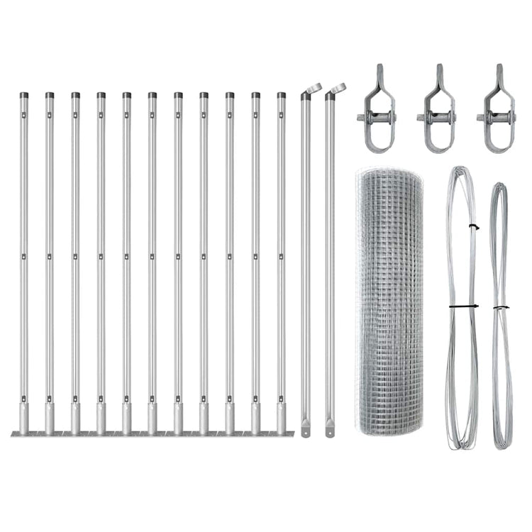Vidaxl gelast draadhek met betonnen voetstuk 25 x 0,6 m zilver mesh