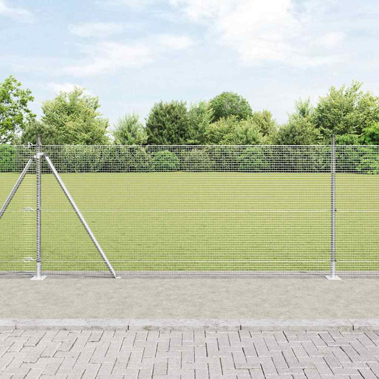 Vidaxl gelast draadhek met betonnen voetstuk 25 x 1 m zilver mesh