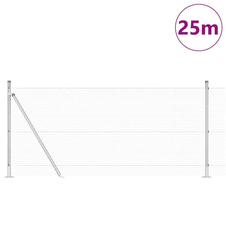 Vidaxl gelast draadhek met betonnen voetstuk 25 x 1 m zilver mesh