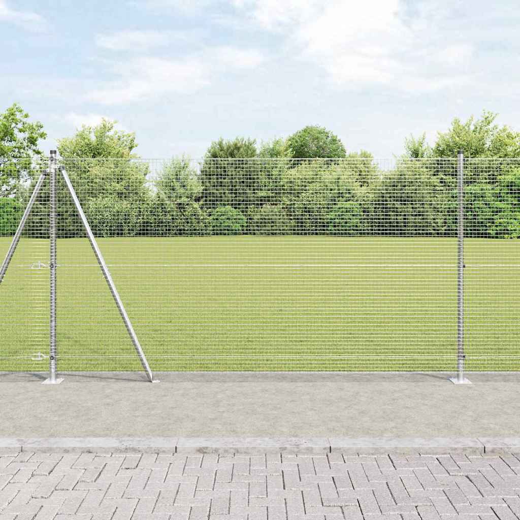 Vidaxl gelast draadhek met betonnen voetstuk 25 x 1,2 m zilver mesh