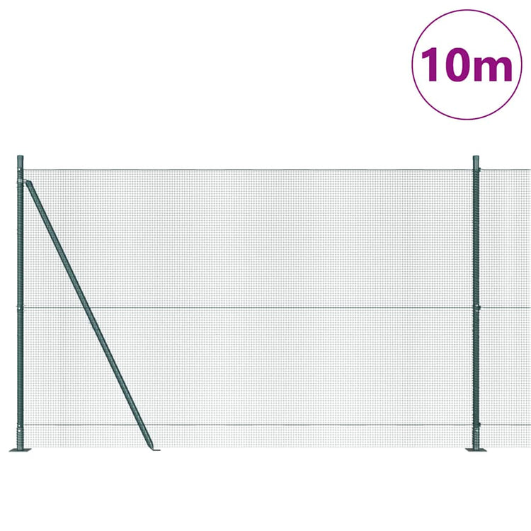 Vidaxl gelast draadhek met betonnen voetstuk 10 x 1,6 m groen mesh