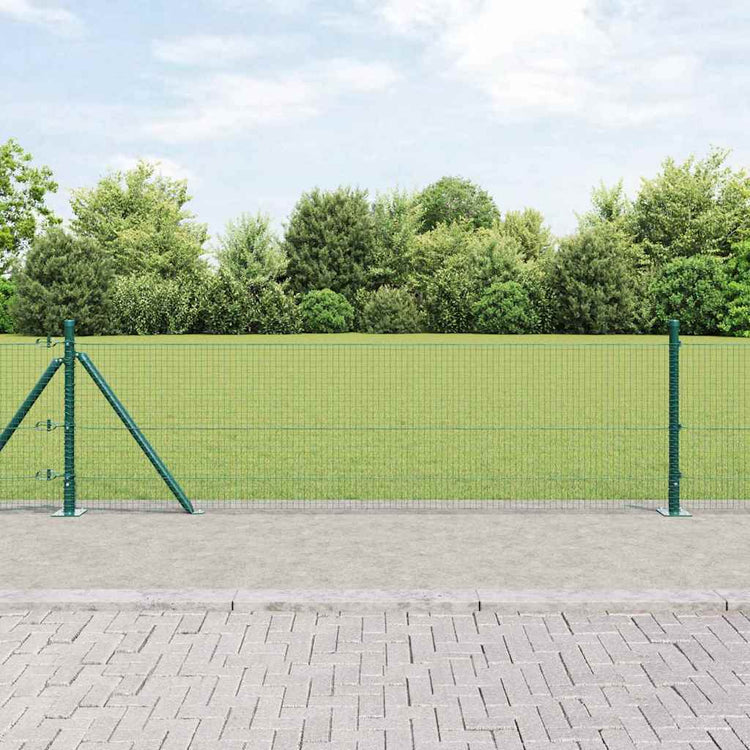 Vidaxl gelast draadhek met betonnen voetstuk 25 x 0,6 m groen mesh