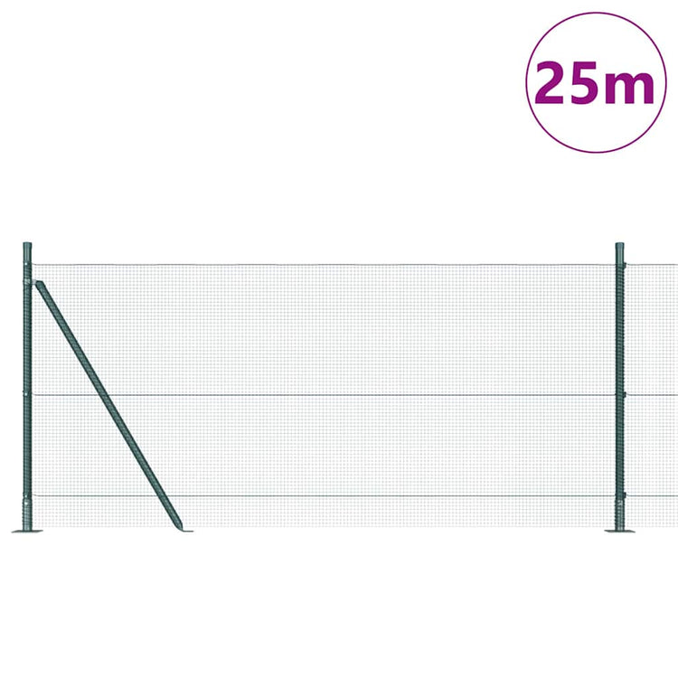 Vidaxl gelast draadhek met betonnen voetstuk 25 x 0,8 m groen mesh
