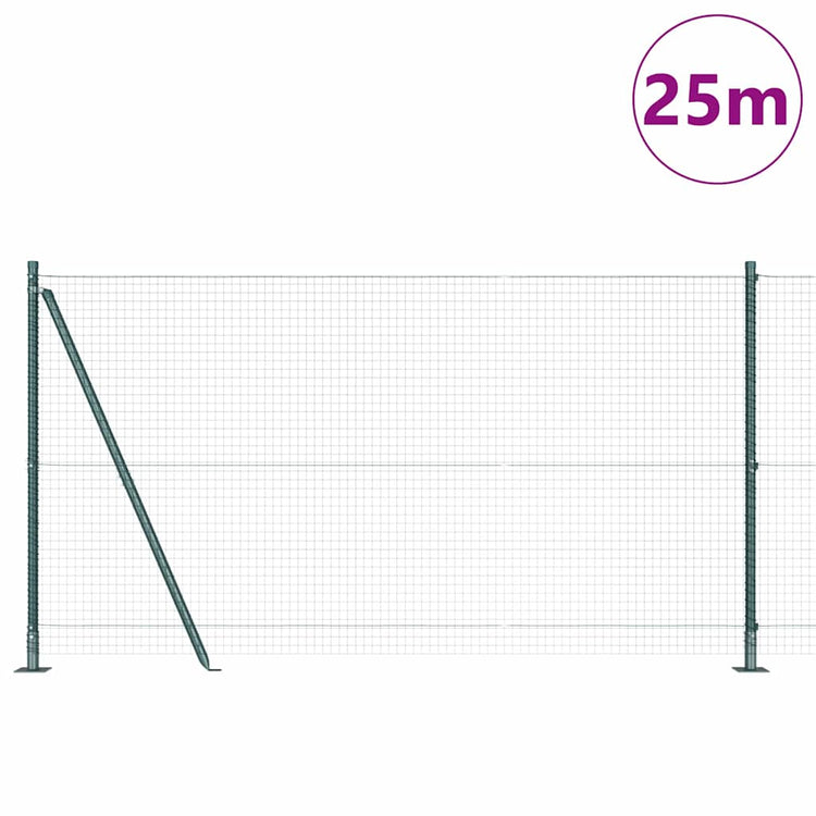 Vidaxl gelast draadhek met betonnen voetstuk 25 x 1,2 m groen mesh