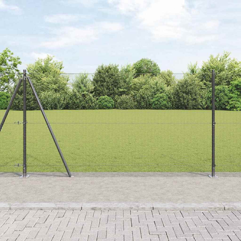 Vidaxl gelast draadhek met betonnen voetstuk 10 x 1,2 m grijs mesh