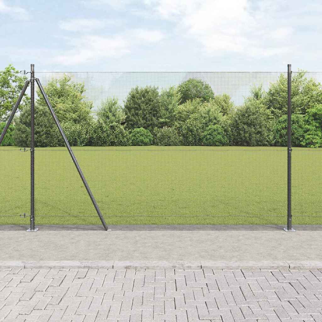 Vidaxl gelast draadhek met betonnen voetstuk 10 x 1,4 m grijs mesh