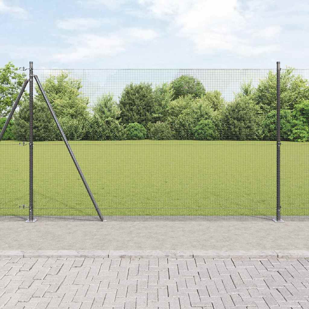 Vidaxl gelast draadhek met betonnen voetstuk 10 x 1,4 m grijs mesh