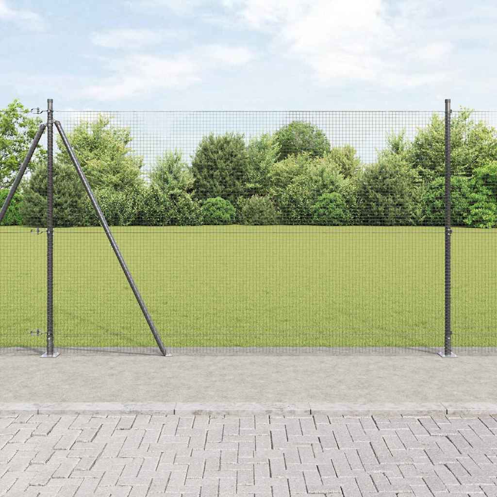 Vidaxl gelast draadhek met betonnen voetstuk 10 x 1,4 m grijs mesh