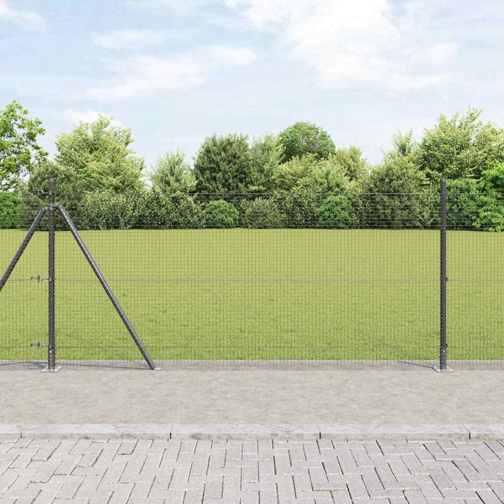 Vidaxl gelast draadhek met betonnen voetstuk 25 x 0,8 m grijs mesh