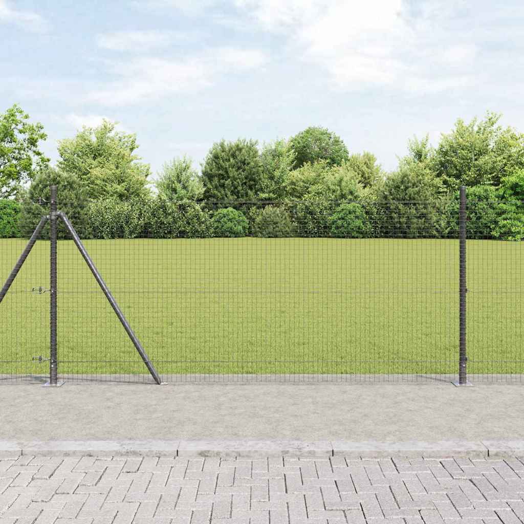 Vidaxl gelast draadhek met betonnen voetstuk 25 x 0,8 m grijs mesh