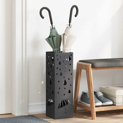 Vidaxl regen paraplu standaard zwart 15,5 x 15,5 x 49 cm staal
